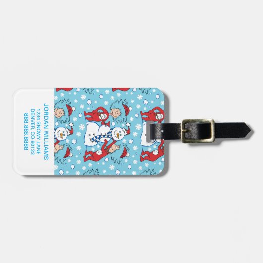Ding één ding twee sneeuwman patroon bagagelabel (Voorkant horizontaal)