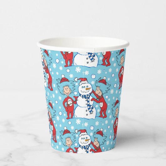 Ding één ding twee sneeuwman patroon papieren bekers (Rechts)