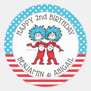 Ding Een Ding Twee Tweeling Verjaardag Ronde Sticker