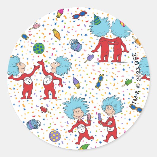 ding één ding twee viering patroon ronde sticker (Voorkant)