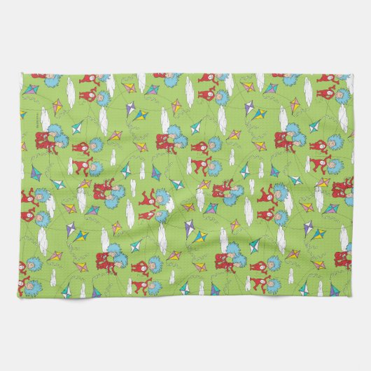 Ding Een Ding Twee Vliegende Vlieger Dingen Patroo Theedoek (Horizontaal)