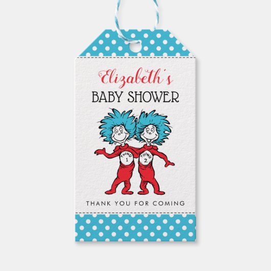 Ding één, twee | Tweeling Baby shower Favor Cadeaulabel (Voorkant)