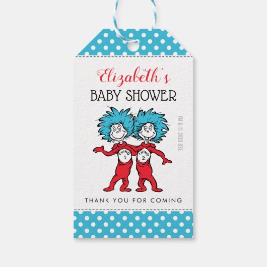 Ding één, twee | Tweeling Baby shower Favor Cadeaulabel (Achterkant)