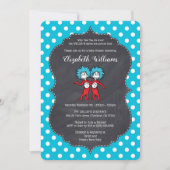 Ding één, twee | Tweeling Chalkboard Baby shower Kaart (Voorkant)