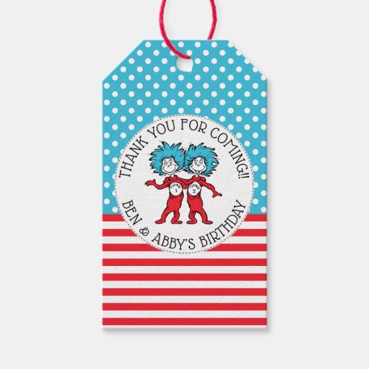 Ding één, twee | Twins verjaardagsgunst Cadeaulabel (Voorkant)