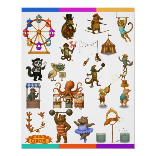 Dingaling Bros Circus acts Perfect Poster (Voorkant)