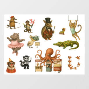 Dingaling Bros Circus acts Raamsticker
