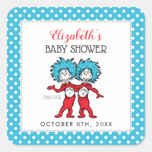 Dingen 1 Dingen 2 Twins Baby shower Vierkante Sticker