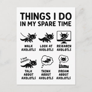 Dingen die ik doe in mijn vrije tijd Axolotl hobby Briefkaart