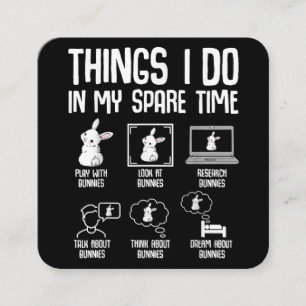 Dingen die ik doe in mijn vrije tijd konijntje kon vierkante visitekaartje