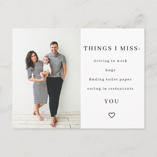 Dingen die ik mis Quarantine Briefkaart (Voorkant)