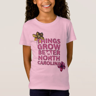 Dingen groeien beter in North Carolina Girls T-Shi T-shirt