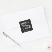  dingen in zwart-wit penseelscript vierkante sticker (Envelop)