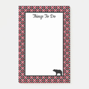 Dingen om te doen beer op zwart en rood geruit post-it® notes