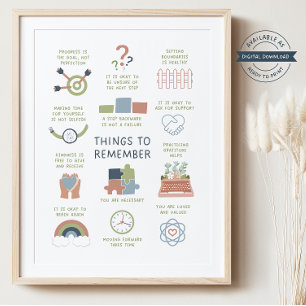 Dingen om te onthouden Bevestigingen Zelfzorg Post Poster