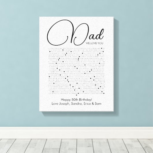 dingen waar we van houden bij je vader canvas prin (Insitu (Houten vloer))