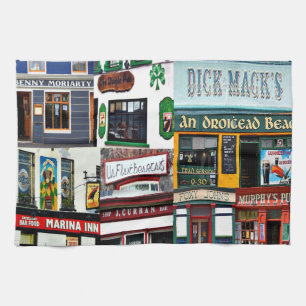 Dingle Pubs, Collage, Iers, Ierland, theedoek