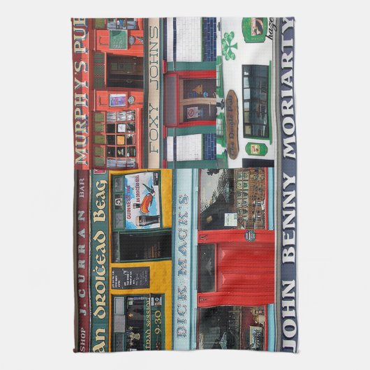Dingle Pubs Collage, Irlandais, serviette de thé I (Vertical)