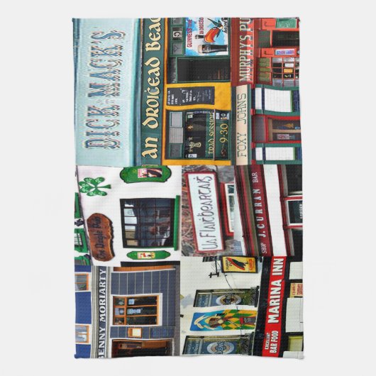 Dingle Pubs, Collage, Irlande, serviette de thé (Vertical)