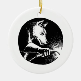Dingo Dog Welder Scratchboard Keramisch Ornament