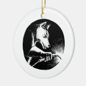 Dingo Dog Welder Scratchboard Keramisch Ornament (Links)