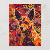 Dingo in Aboriginal Dot Art Style Briefkaart (Voorkant)