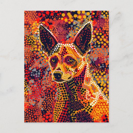 Dingo in Aboriginal Dot Art Style Briefkaart (Voorkant)