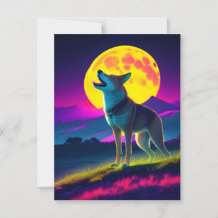 Dingo in het heidegebied maanlicht briefkaart