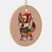 Dingo Vrolijk Kerstfeest Winter Dieren Schattige D Keramisch Ornament (Rechts)