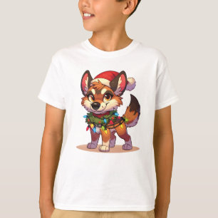 Dingo Vrolijk Kerstfeest Winter Dieren Schattige D T-shirt