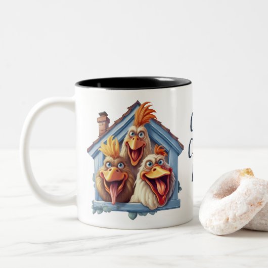 Dingue poule dame Drôle Chicken Mug (Avec donut)