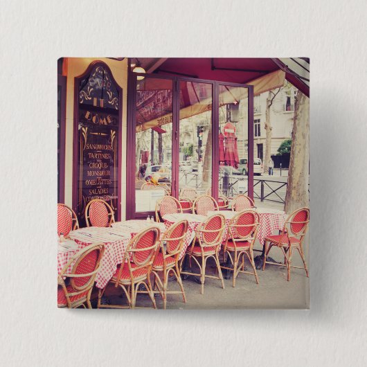 Dining in Paris Al Fresco Vierkante Button 5,1 Cm (Voorkant)