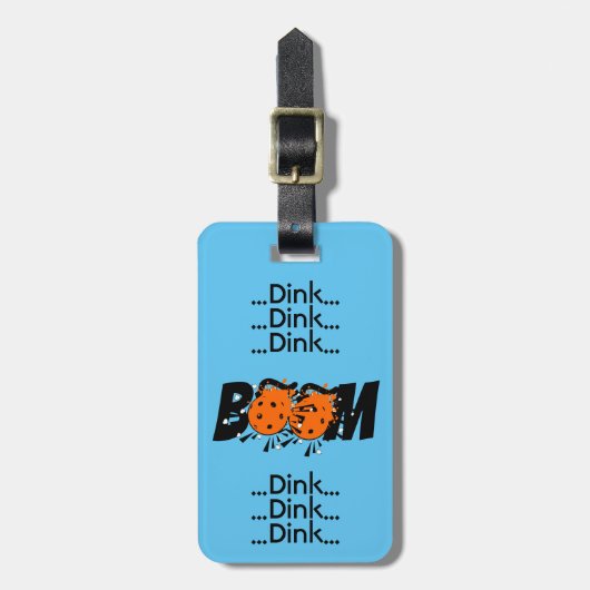 Dink Dink Boom Pickleball Dinking Oranje Bombs Bagagelabel (Voorkant verticaal)