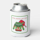 Dink Drink Be Ugly Pickleball Ugly Sweater Paddle Blikjeskoeler (Blikje Voorkant)