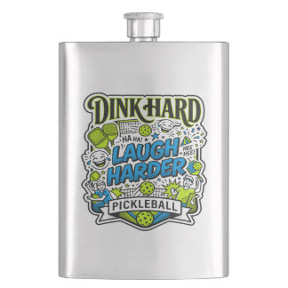 Dink Hard Lach Harder Pickleball Typografie Flacon