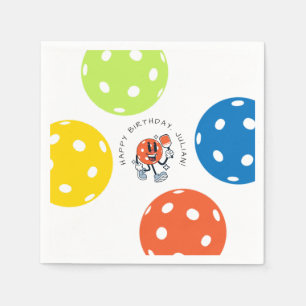 Dink Pickleball Party Sport Cartoon Mascotte Paddl Servet