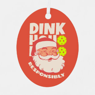 Dink verantwoord.  Kerstman met pakbon Metalen Ornament