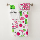 Dinking Cosmo roze cocktail, Pickleballimieten Bad Handdoek (Insitu)