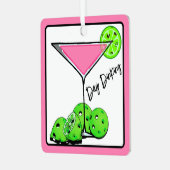 Dinking Cosmo roze cocktail, Pickleballimieten Metalen Ornament (Voorkant links)