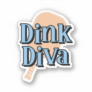 Dinking Diva Pickleball Paddle Sinaasappel en blau Sticker