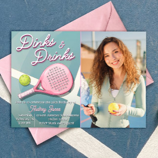 Dinks en Dranks - Pickleball Verjaardag met Foto Kaart