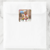 Dinky Beren Chef: Spaghetti met gehakte ballen Vierkante Sticker (Tas)