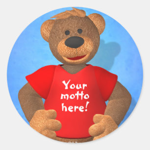 Dinky Beren: Je Motto-Beer. Ronde Sticker