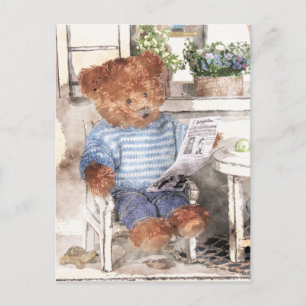 Dinky Beren Waterverf - Beer lezen Briefkaart