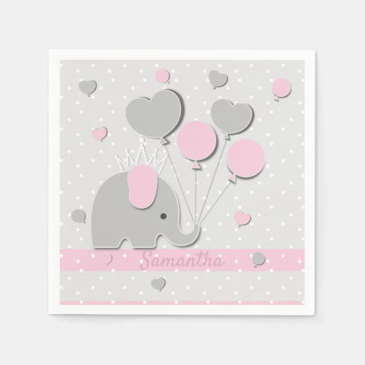 Dinner Elephant Balloons Nursery Gift Servet (Voorkant)