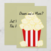 Dinner en Movie Hot Buttered Popcorn Invitation Kaart (Voorkant / Achterkant)