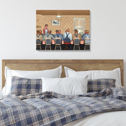 Dinner for Threshers by Grant Wood Canvas Afdruk (Insitu (Slaapkamer))