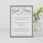 Dinner Party Invitations in Grey Kaart (Staand voorkant)
