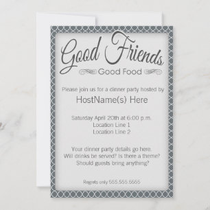 Dinner Party Invitations in Grey Kaart