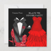 Dinner Party on Corporate Red Black Stropdas Kaart (Voorkant)